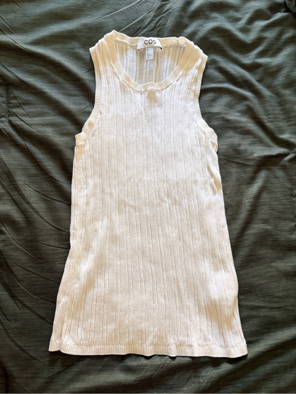 COS Cream Ribbed Sleeveless Slip Tank